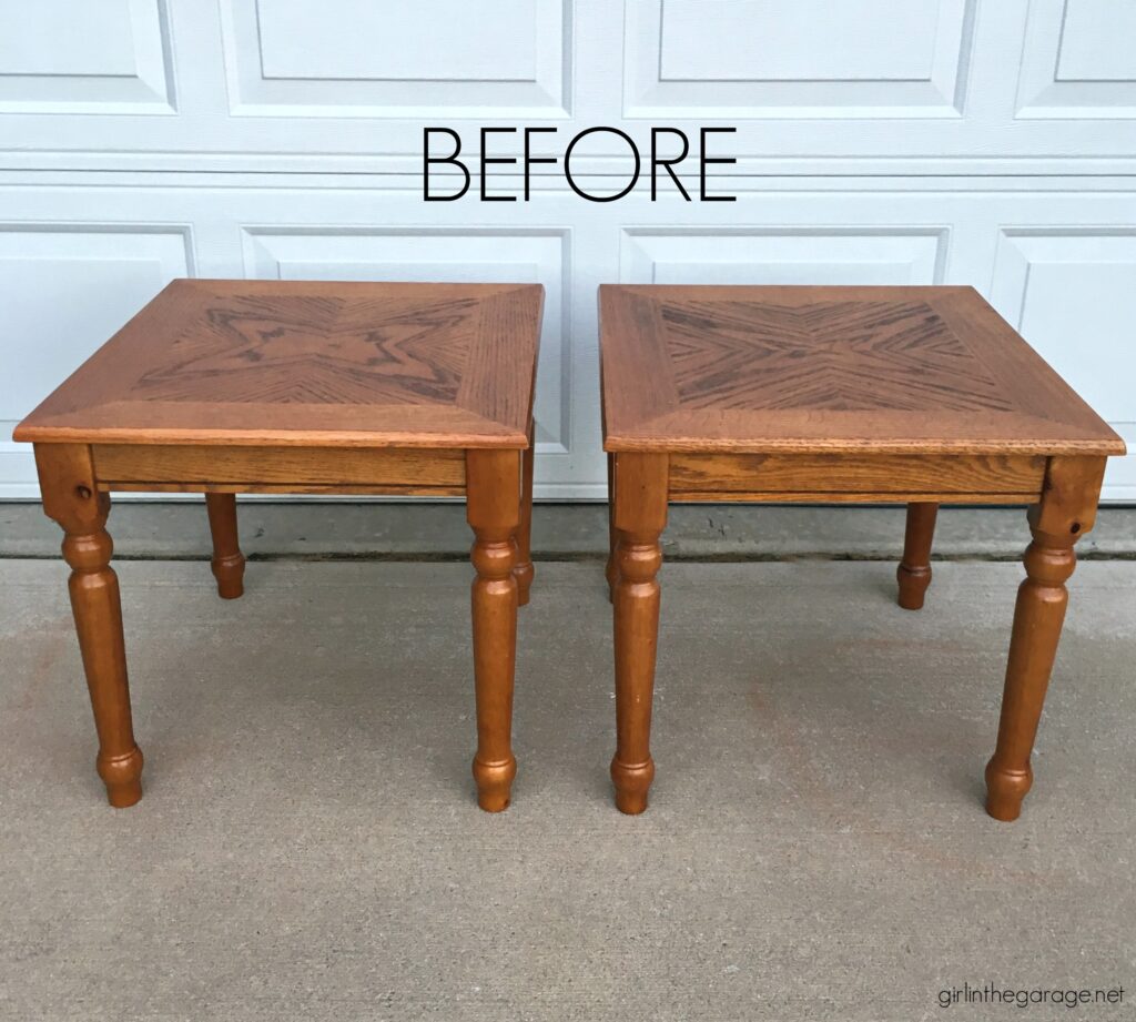 Painted Farmhouse Two-Shelf End Table, Wood Top