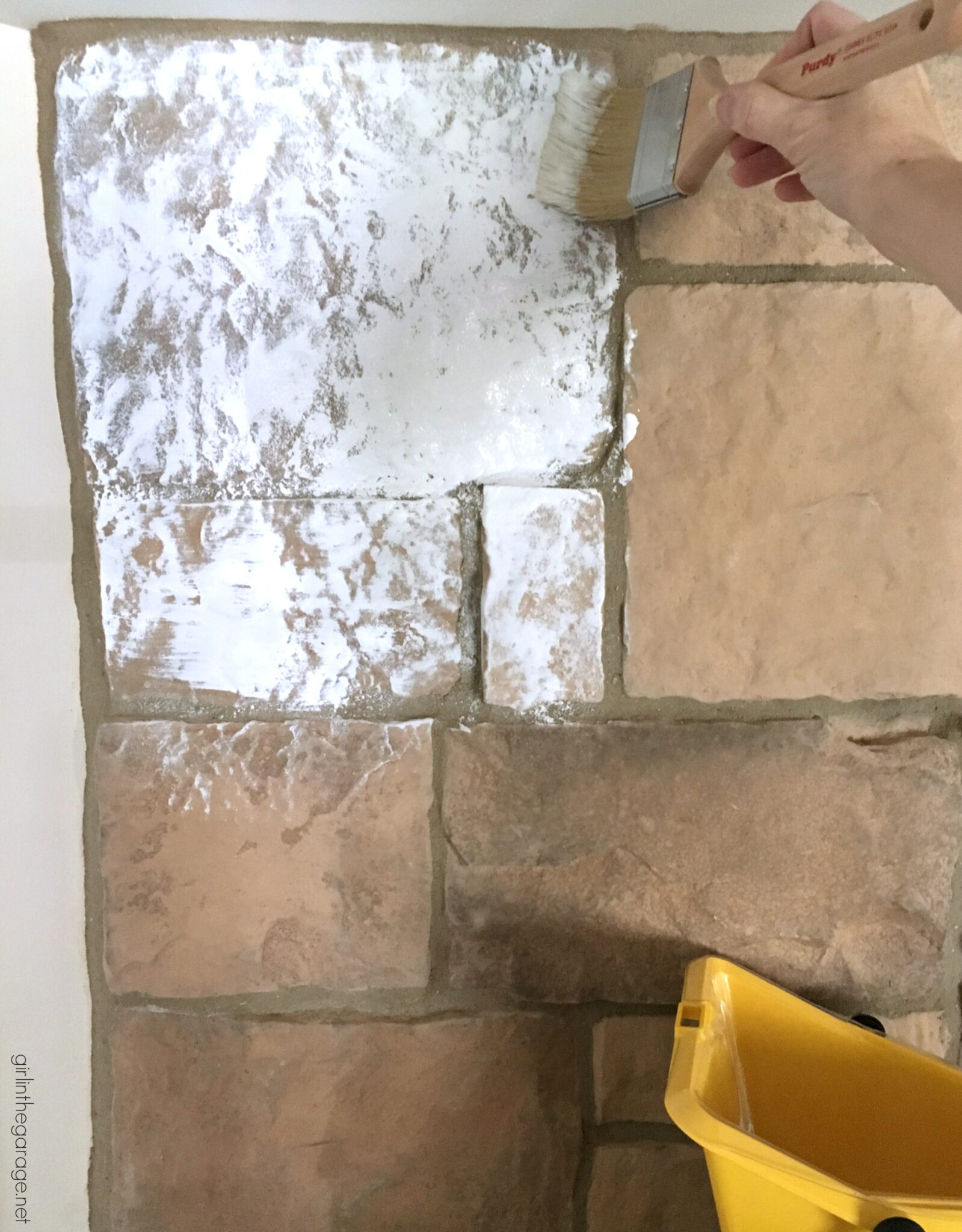 How to Paint a Stone Fireplace White Girl in the Garage®