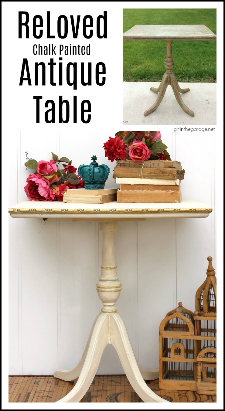 Rescue a poorly-painted antique and transform it into a beautiful French Country side table. Step by step tutorial by Girl in the Garage