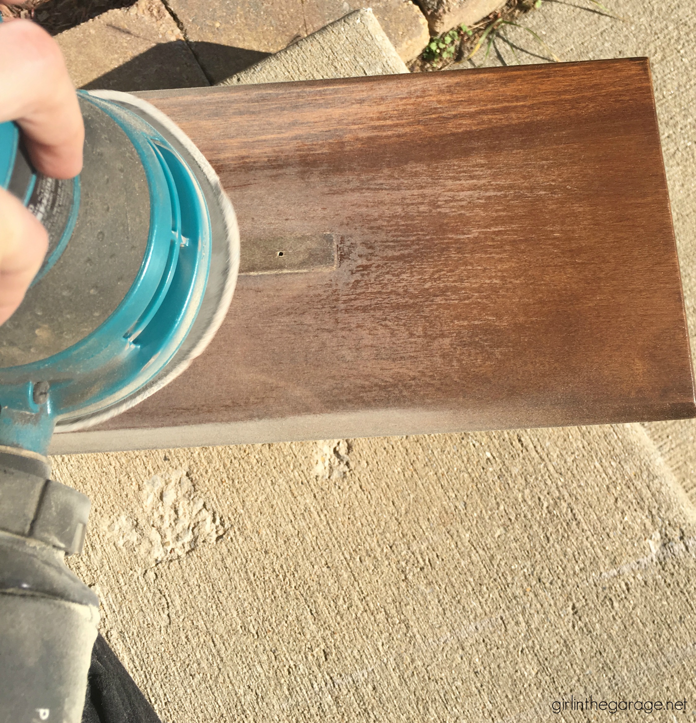 Learn how to refinish a dresser with Minwax products including Vintage Blue, the 2021 Color of the Year. Add faux-aged copper pulls and map paper lined drawers for the finishing touch. #ad DIY makeover ideas by Girl in the Garage