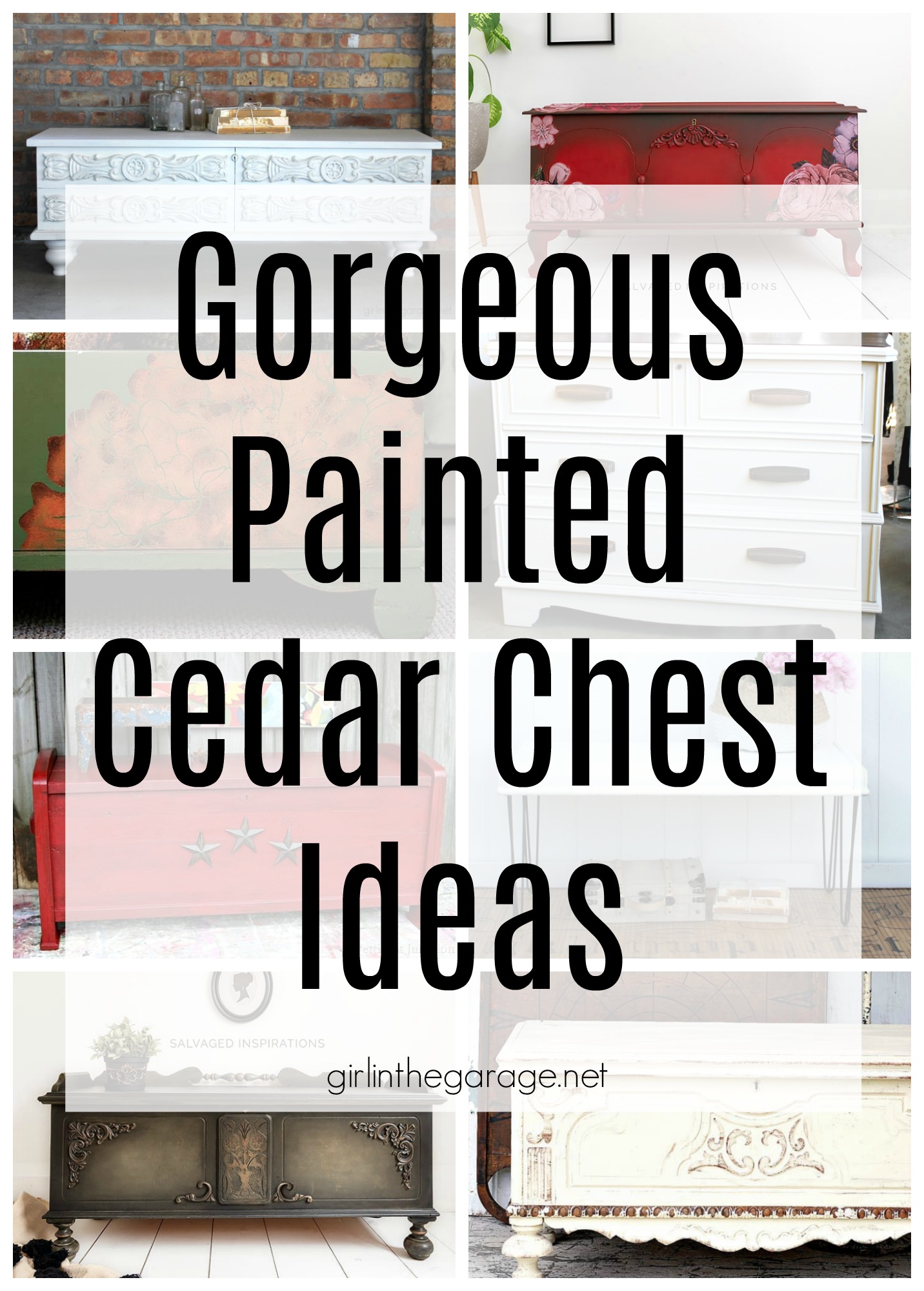 Beautiful painted cedar chest ideas for vintage, antique, Lane, and wooden chests. DIY painted furniture ideas by Girl in the Garage