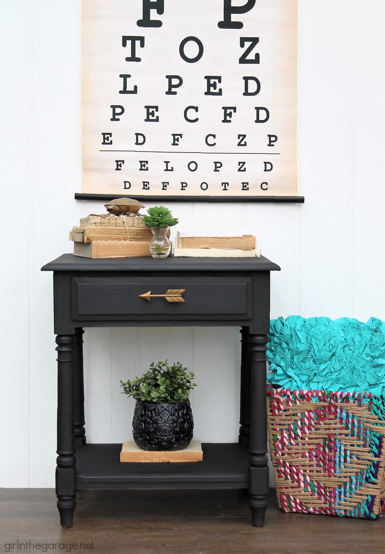 Use black Chalk Paint for stunning painted furniture! Learn how to Chalk Paint furniture with Athenian Black and black wax. Painted furniture ideas by Girl in the Garage