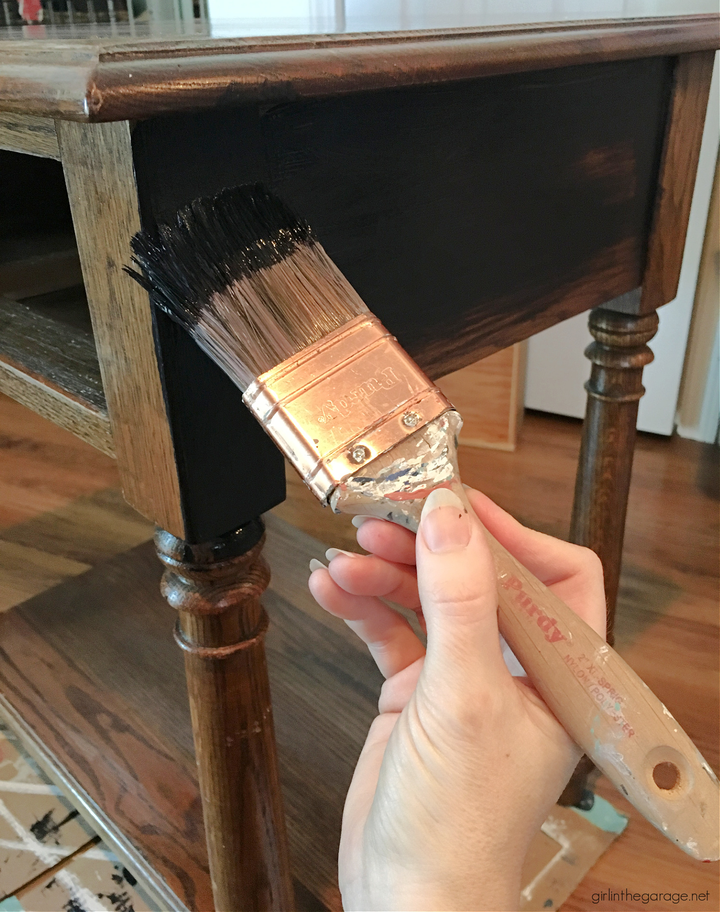 Use black Chalk Paint for stunning painted furniture! Learn how to Chalk Paint furniture with Athenian Black and black wax. Painted furniture ideas by Girl in the Garage
