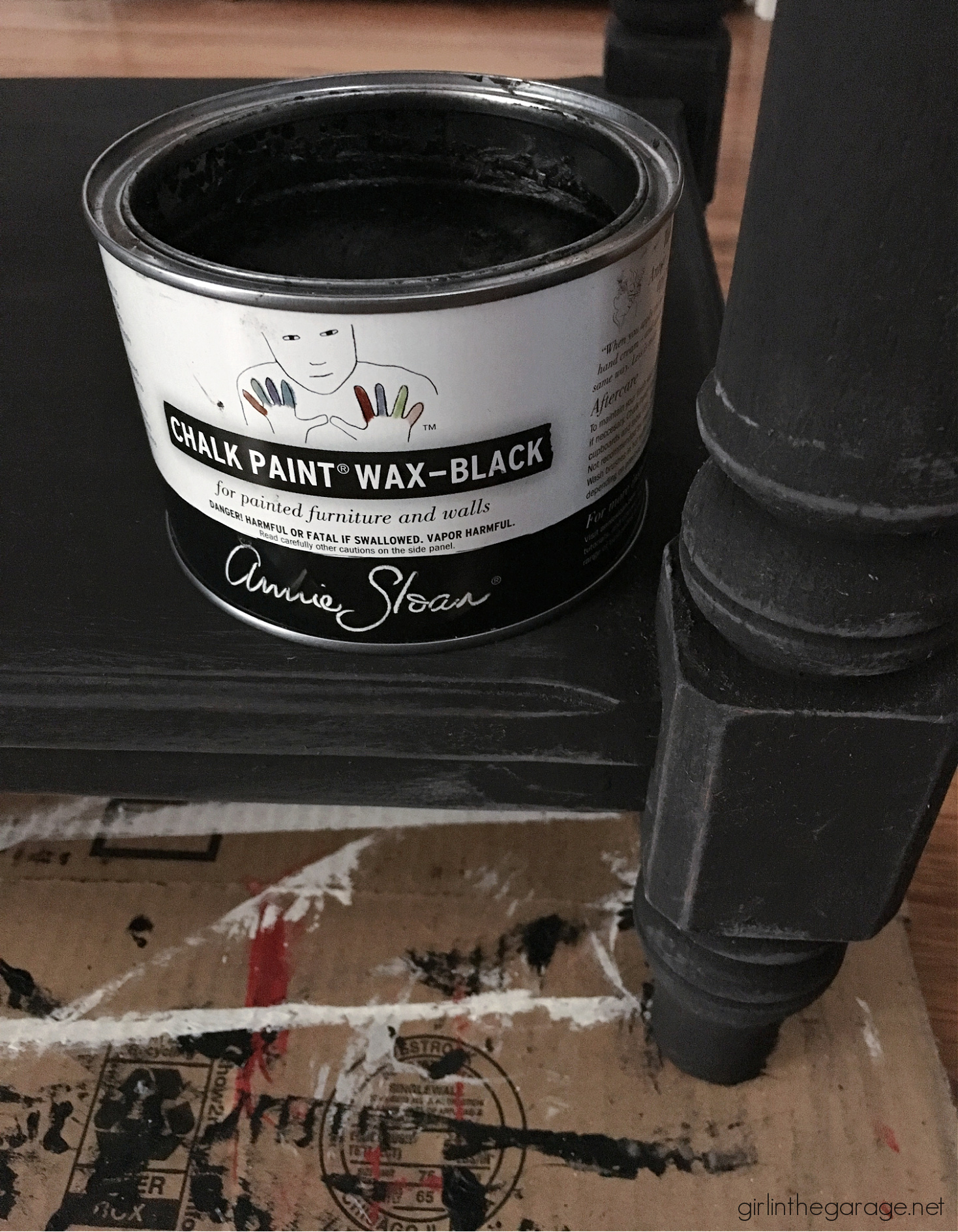 Use black Chalk Paint for stunning painted furniture! Learn how to Chalk Paint furniture with Athenian Black and black wax. Painted furniture ideas by Girl in the Garage