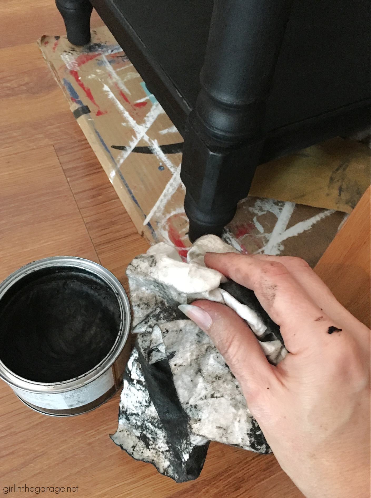 Use black Chalk Paint for stunning painted furniture! Learn how to Chalk Paint furniture with Athenian Black and black wax. Painted furniture ideas by Girl in the Garage