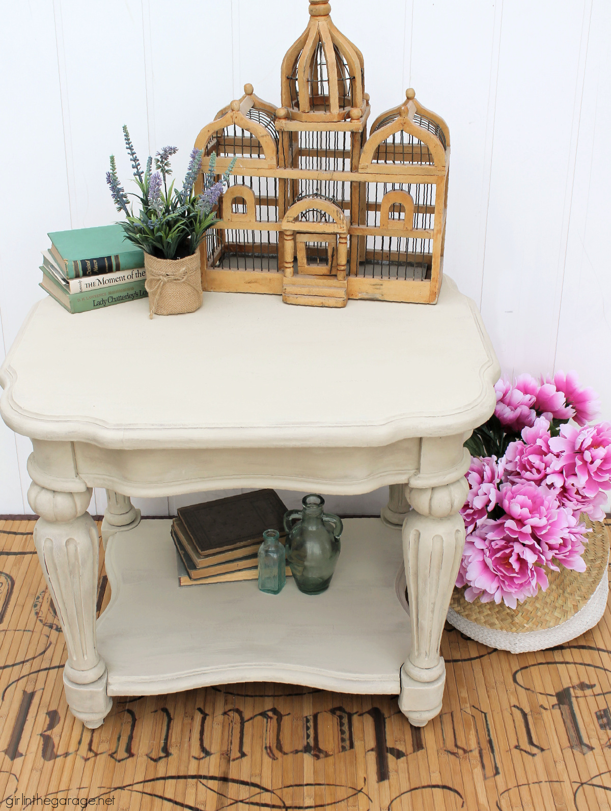 Learn how to paint a driftwood finish with Chalk Paint on a wooden table. Painted furniture ideas by Girl in the Garage