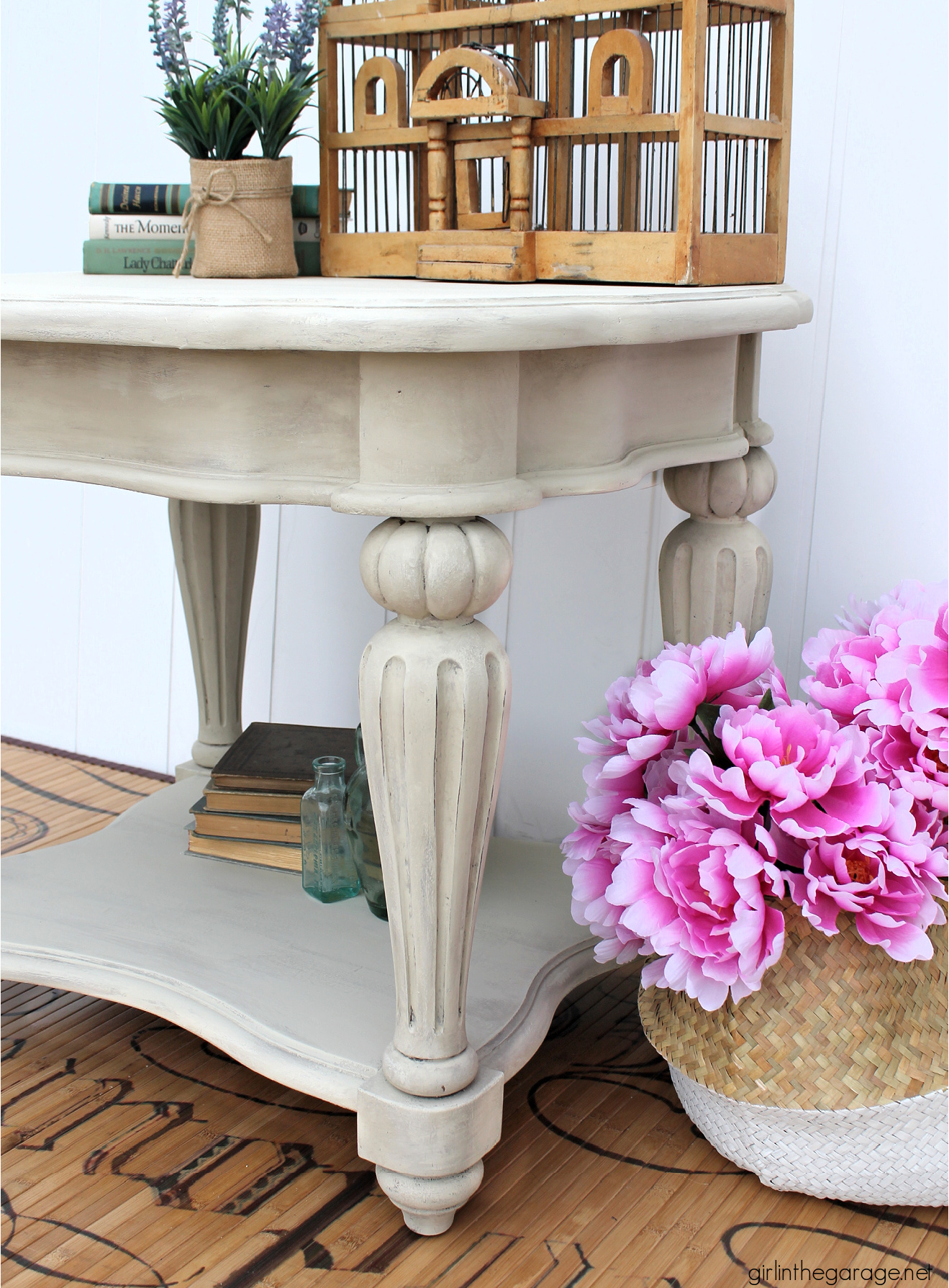 Learn how to paint a driftwood finish with Chalk Paint on a wooden table. Painted furniture ideas by Girl in the Garage