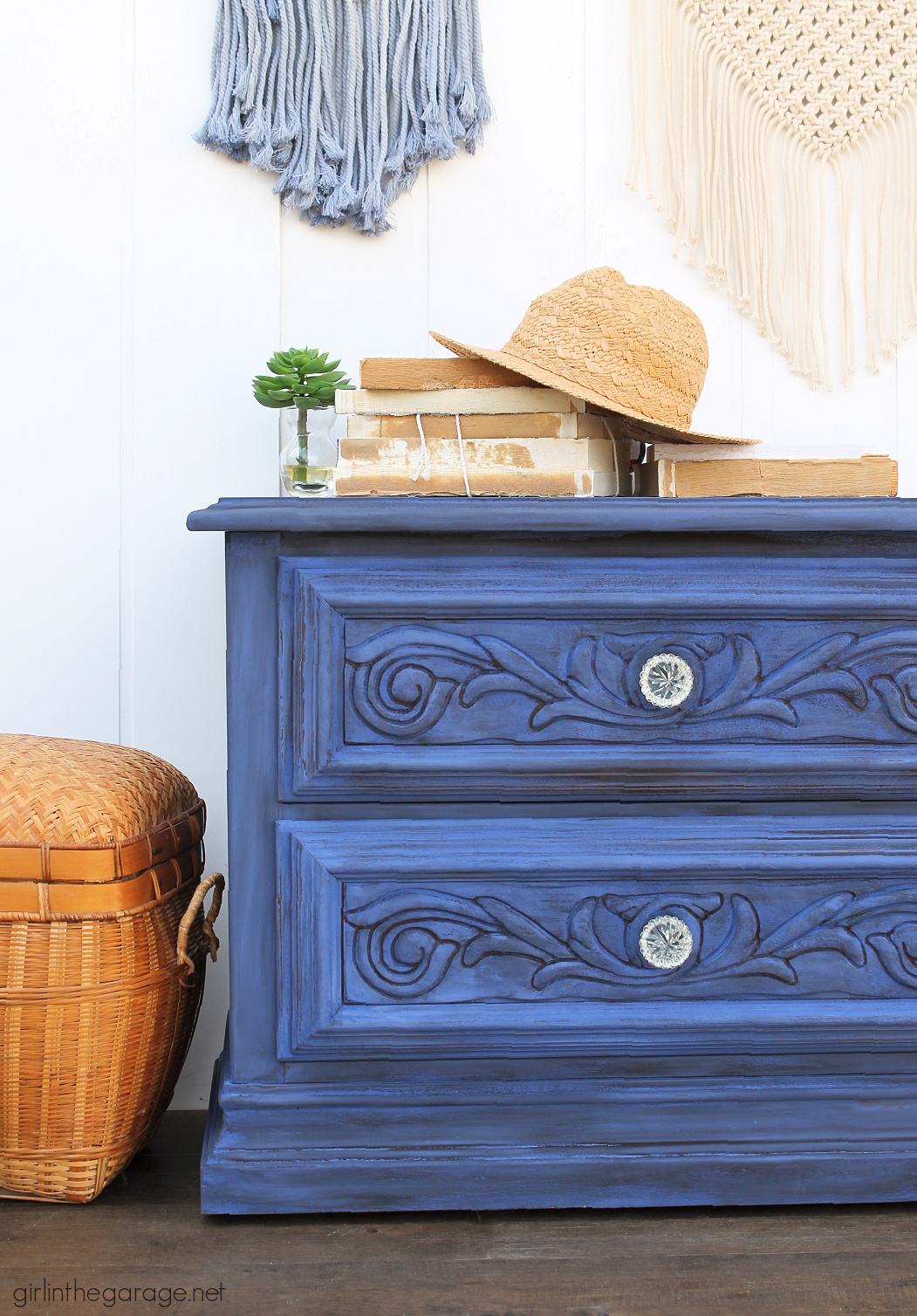 Bold Blue Chalk Painted Nightstand - Girl in the Garage®