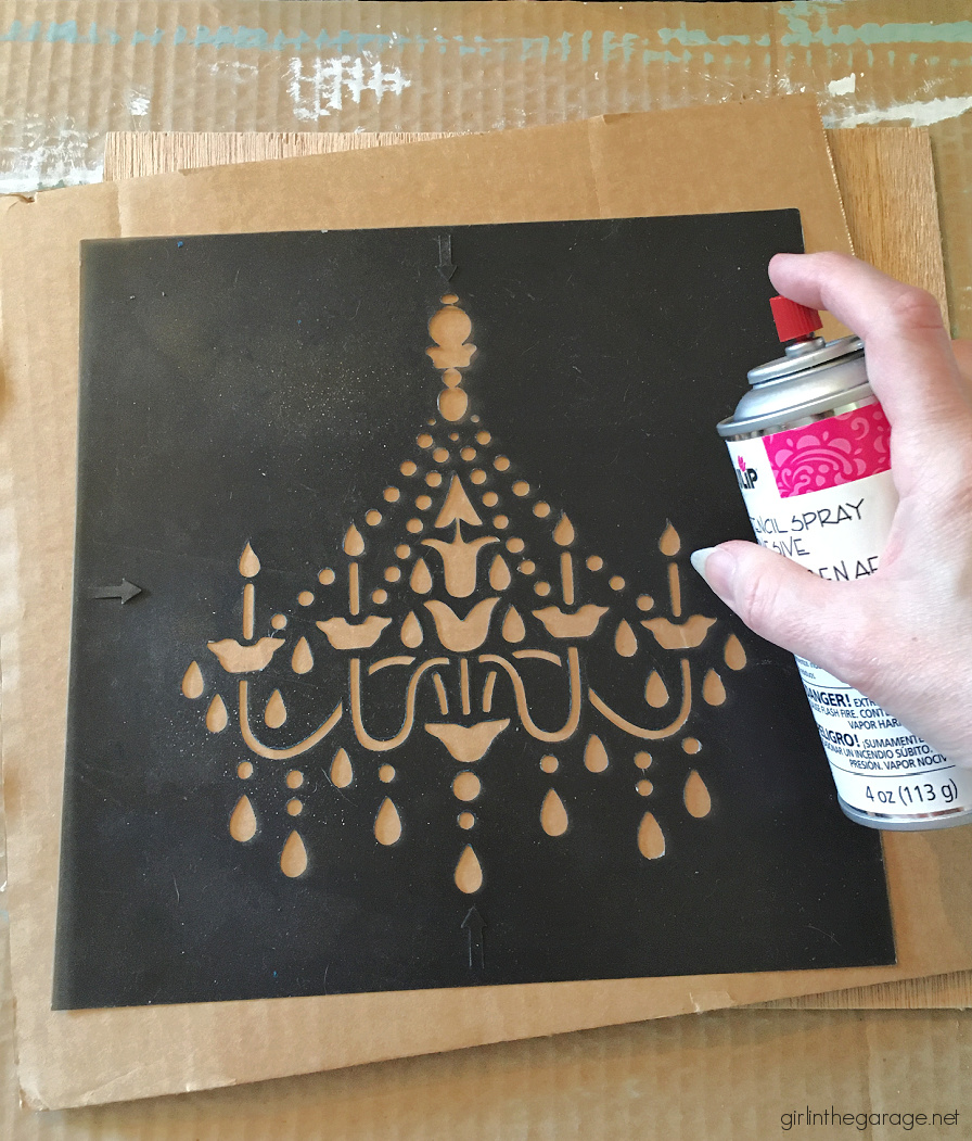 Learn how to make custom 3D chandelier wall art with a raised stencil technique and Chalk Paint. Beautiful French vintage decor by Girl in the Garage