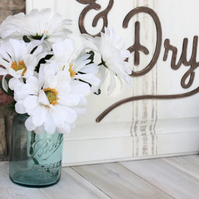 DIY Laundry Room Sign from a Cabinet Door