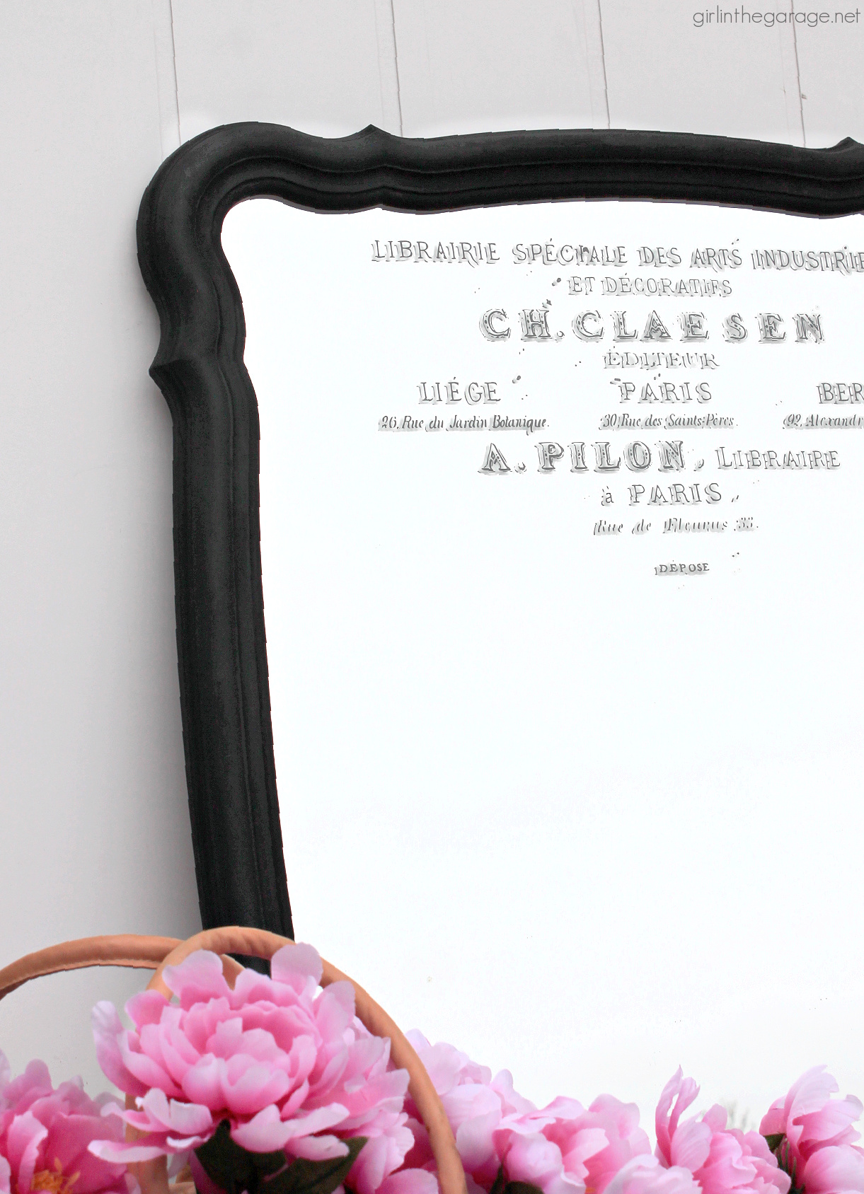 Learn how to upcycle a vintage mirror into gorgeous French style decor. Easy and thrifty DIY decor idea by Girl in the Garage.