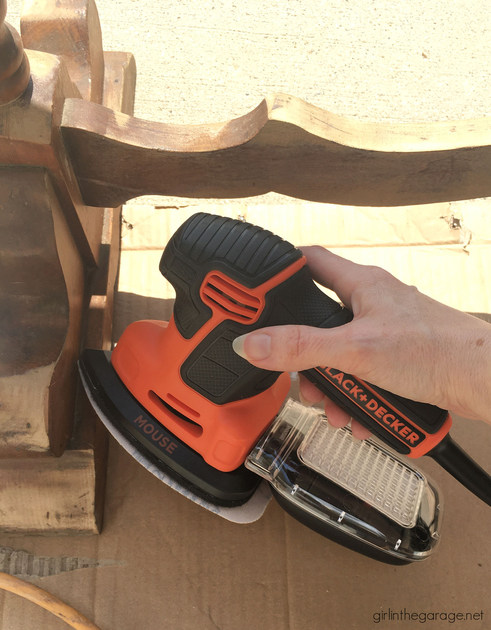 How to use a detail sander on wood furniture - Girl in the Garage