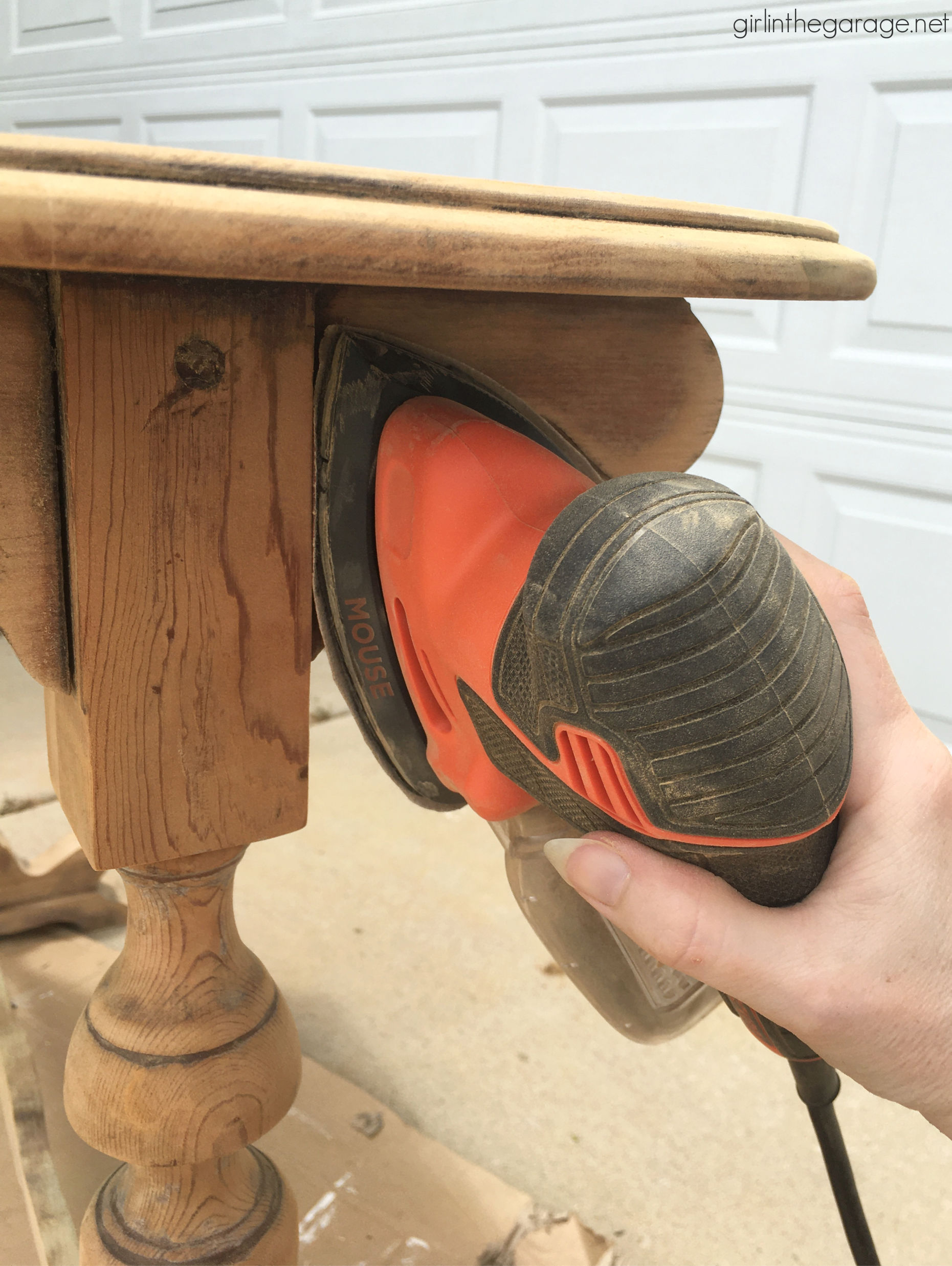 How to use a detail sander on wood furniture - Girl in the Garage