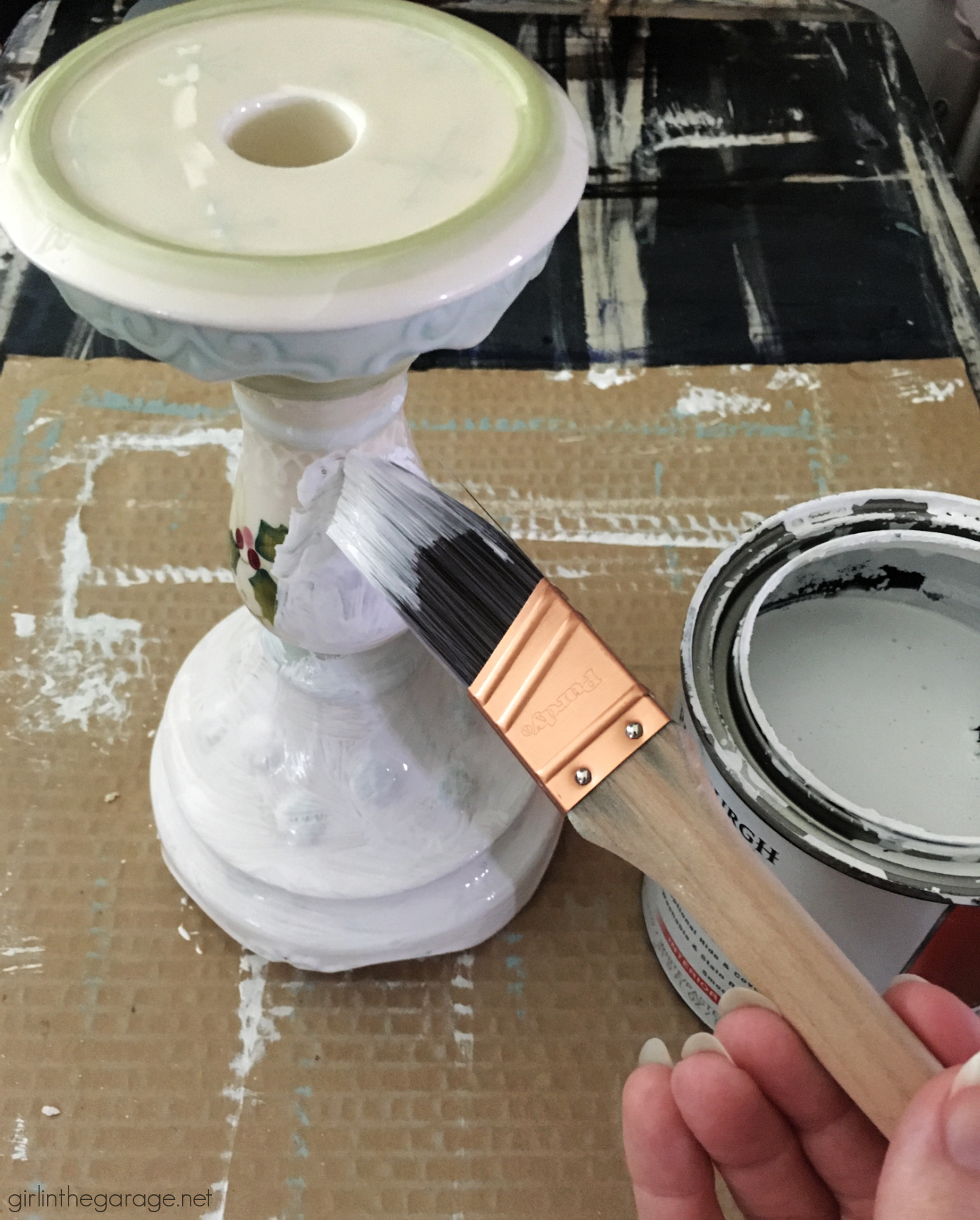 Create easy DIY decor - learn how to paint candle holders. DIY painted furniture and decor ideas by Girl in the Garage