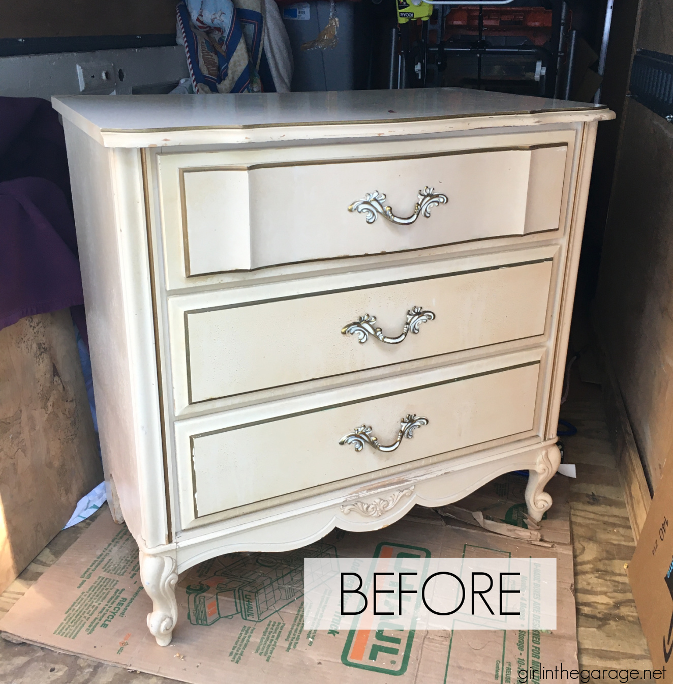 YES you can paint laminate furniture! Learn how to prep and paint laminate furniture with Chalk Paint for beautiful results. Painted furniture ideas by Girl in the Garage
