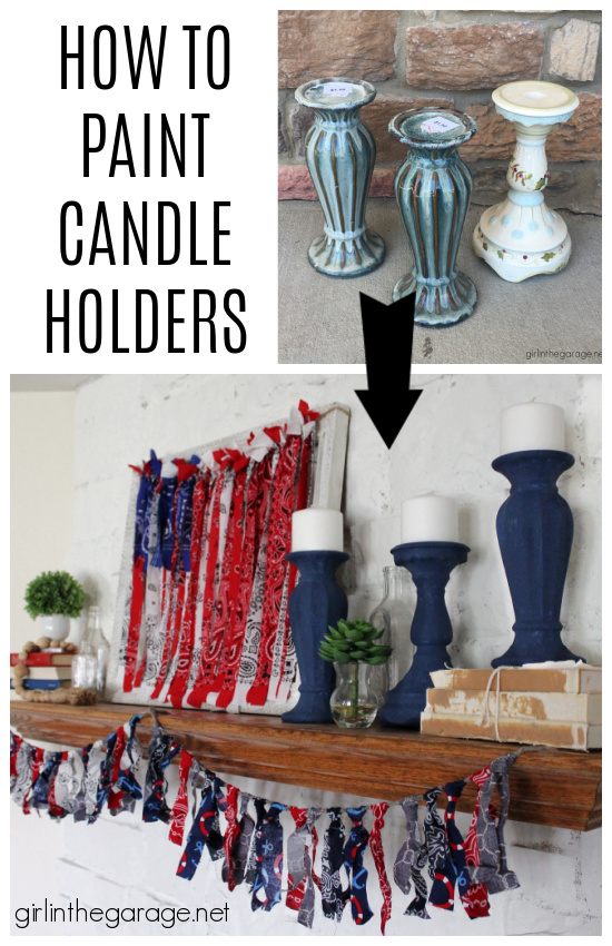 Create easy DIY decor - learn how to paint candle holders. DIY painted furniture and decor ideas by Girl in the Garage