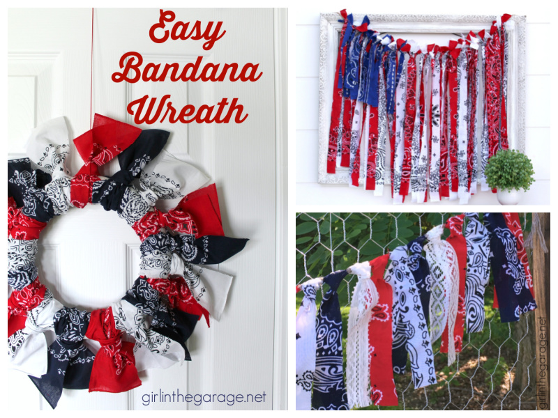 DIY Patriotic Decor Ideas Using Bandanas - by Girl in the Garage