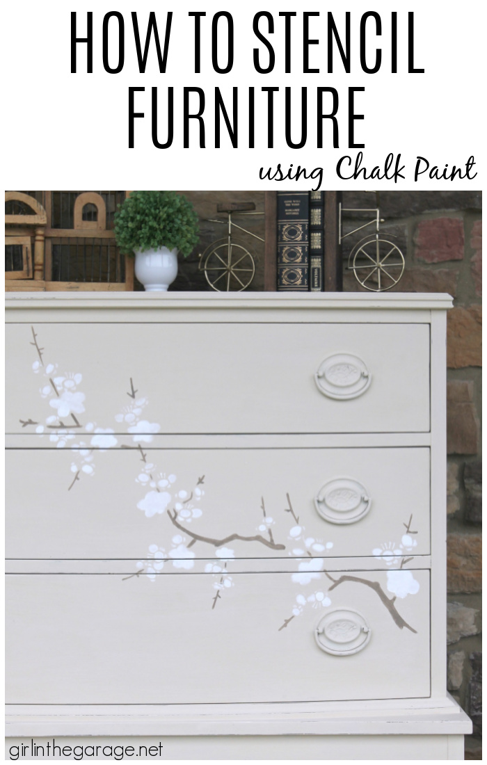 Learn how to stencil furniture and decor with Chalk Paint for gorgeous results. Painted furniture ideas by Girl in the Garage