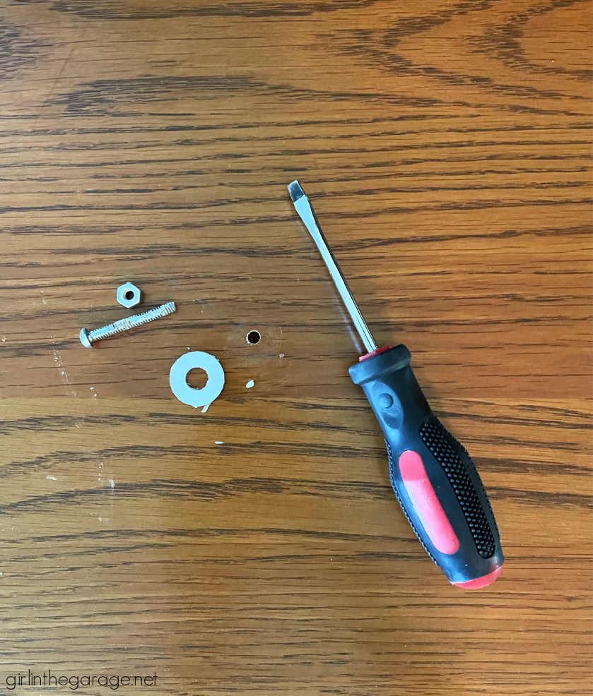 Remove old drawer pulls - Girl in the Garage