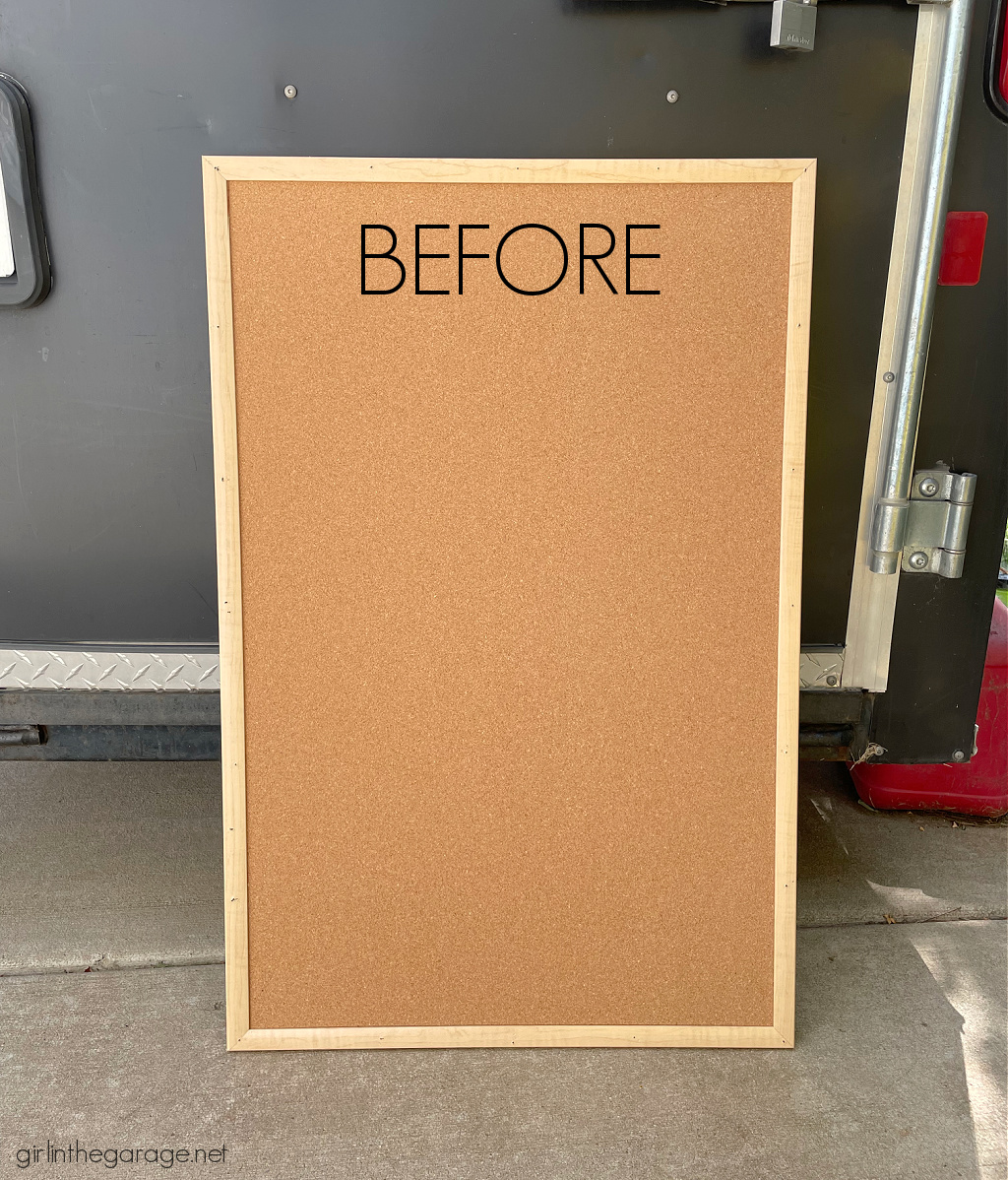 Learn how to paint cork board with a stencil for gorgeous custom home decor. An easy DIY project with step by step tutorial from Girl in the Garage.