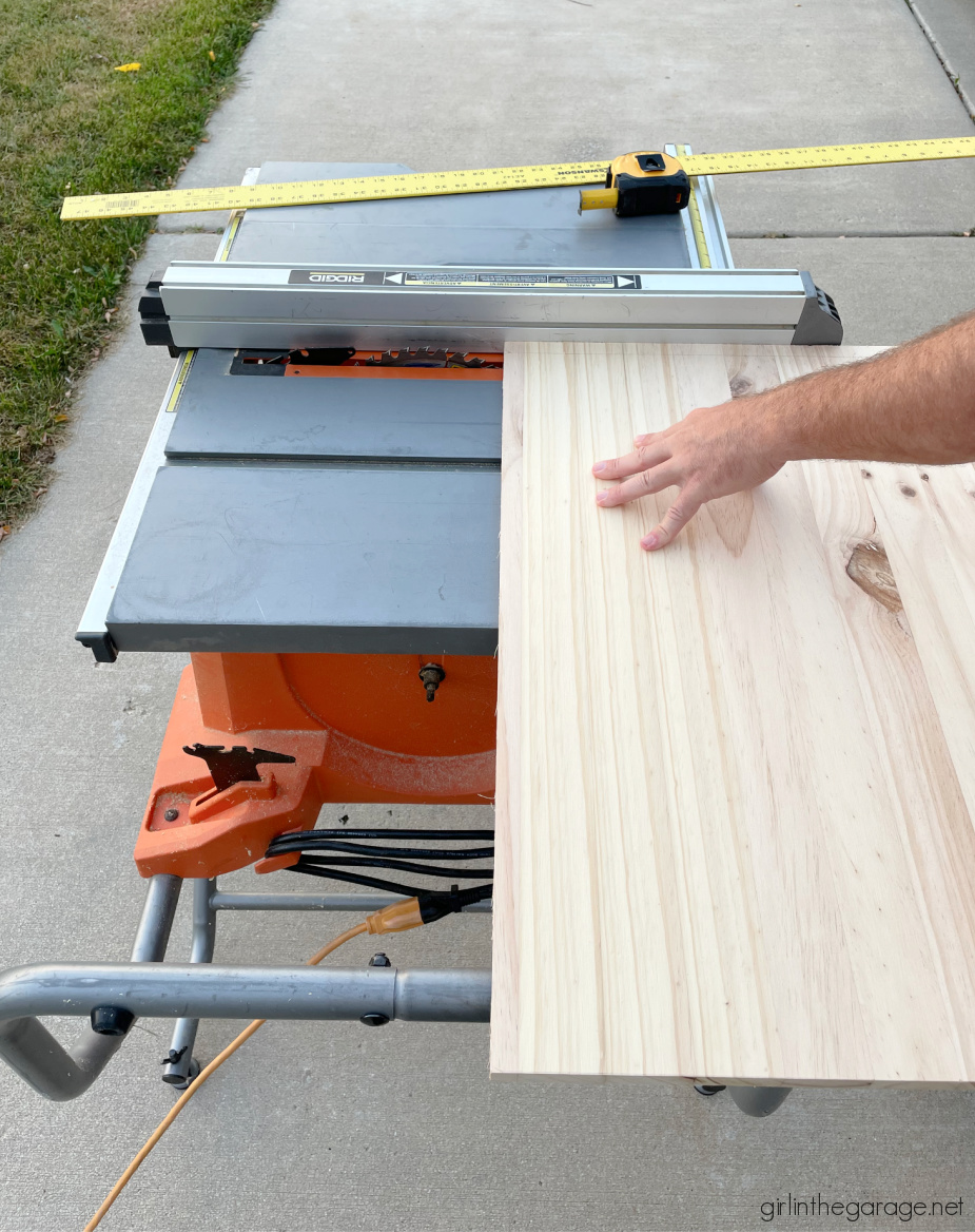 How to repurpose a sewing machine table into a stylish hall table or desk with new stained wood top and elegant Chalk Painted finish. By Girl in the Garage