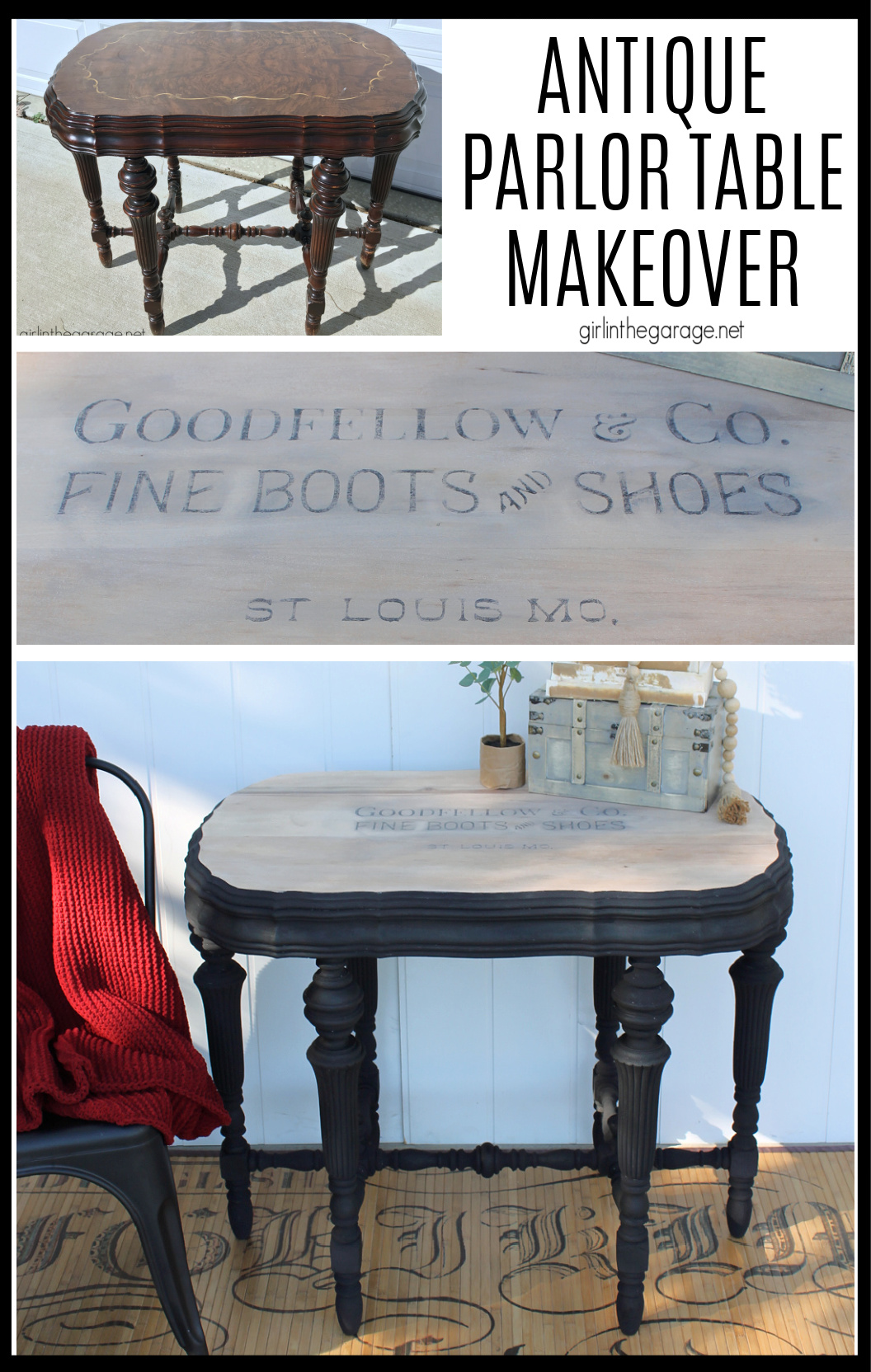 Learn how to refinish an antique parlor table and learn from my past mistakes from when I first painted this table years ago. By Girl in the Garage