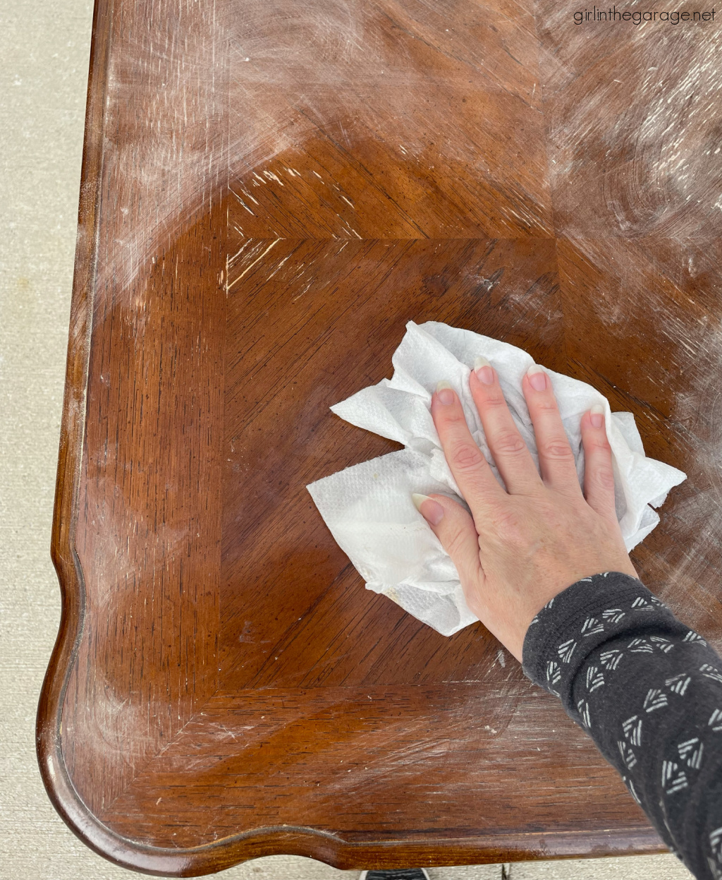 Bold red painted table with Chalk Paint and clear and black wax for drama. DIY tutorial by Girl in the Garage