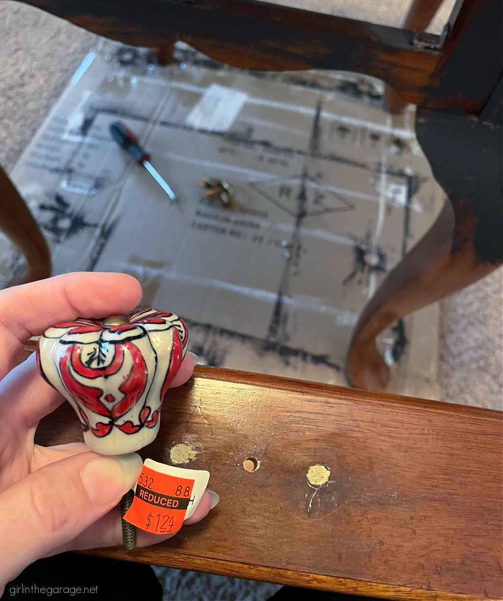 Bold red painted table with Chalk Paint and clear and black wax for drama. DIY tutorial by Girl in the Garage