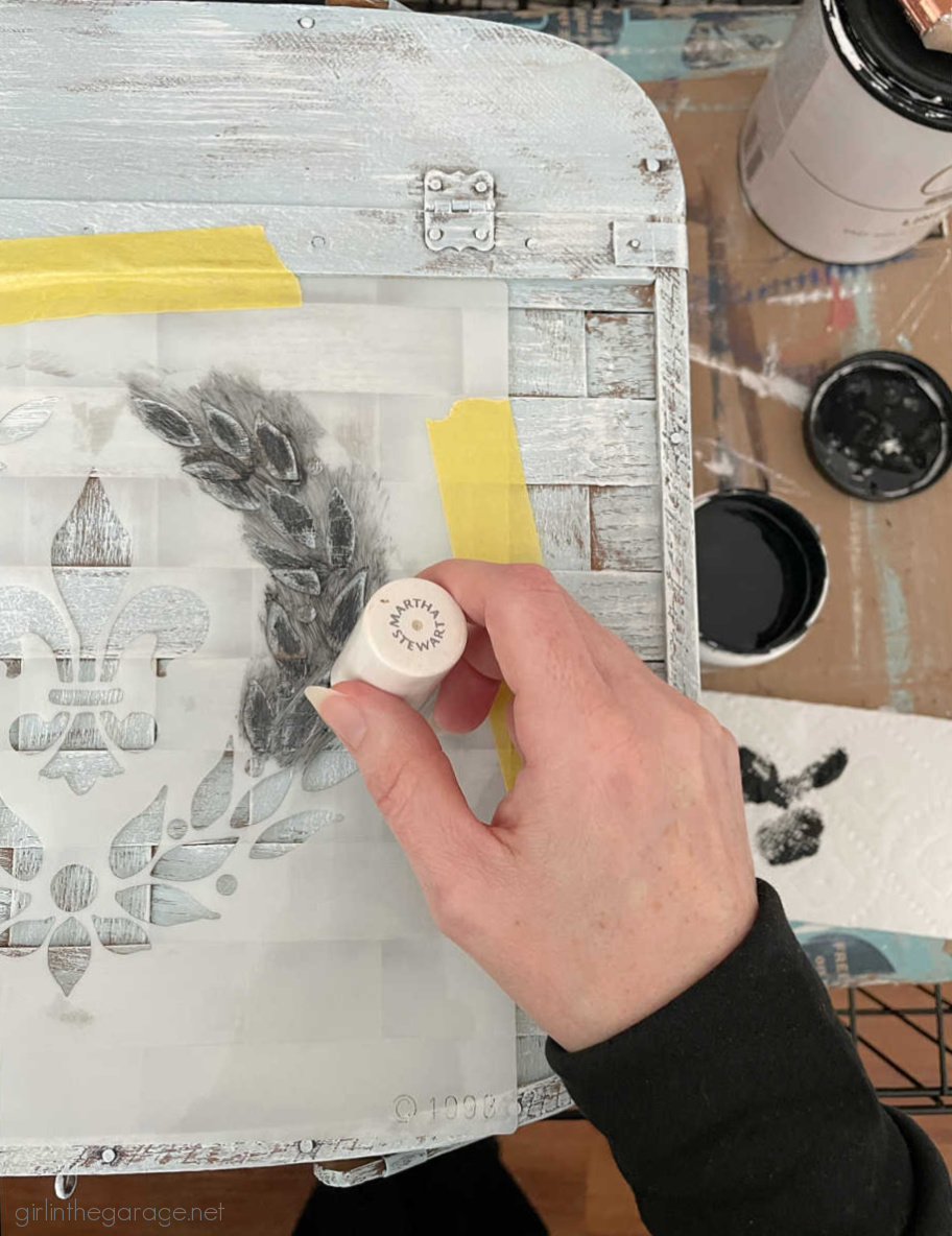 Learn helpful tips for painting a basket and adding a stencil. Turn trash into treasure with this easy but dramatic decor makeover by Girl in the Garage.