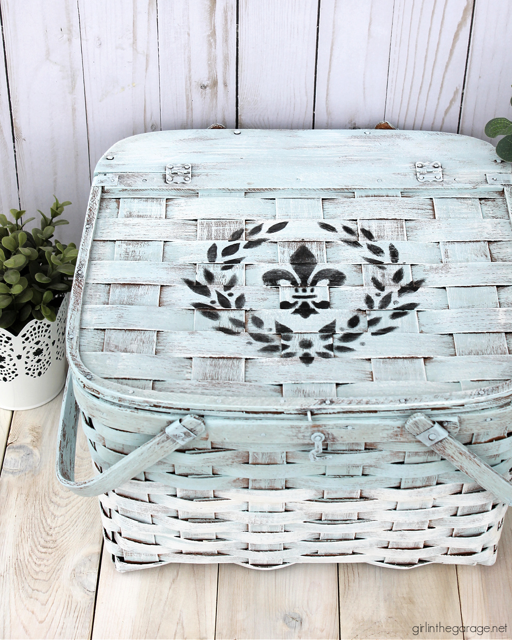 Learn helpful tips for painting a basket and adding a stencil. Turn trash into treasure with this easy but dramatic decor makeover by Girl in the Garage.