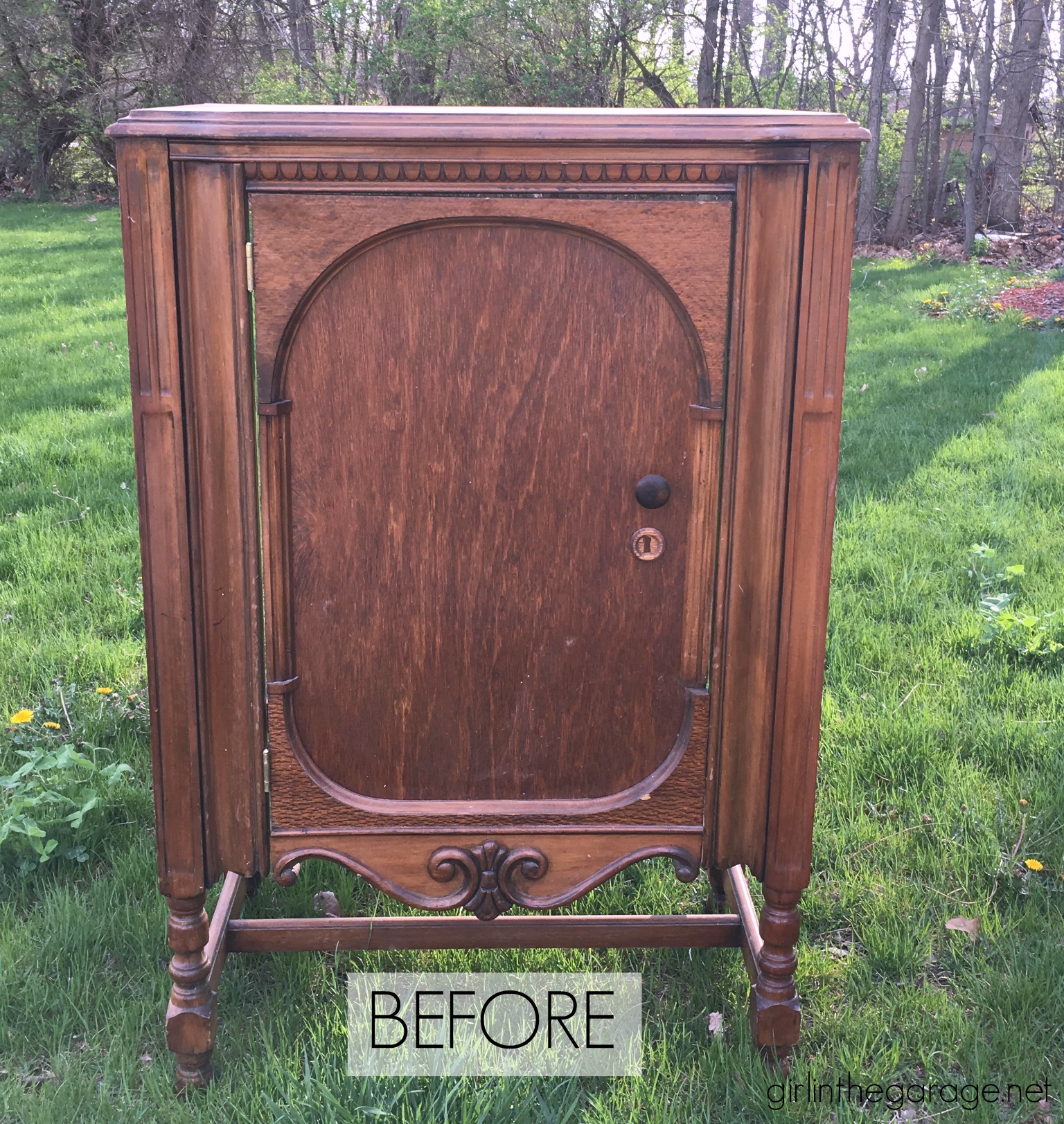 Repurposed radio cabinet - repaired and painted by Girl in the Garage