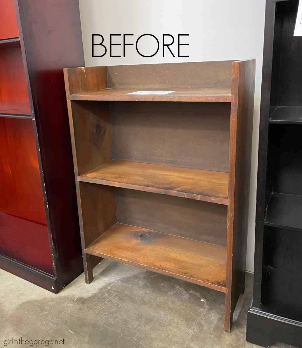 Whimsical painted and stenciled bookcase with Country Chic Paint - by Girl in the Garage