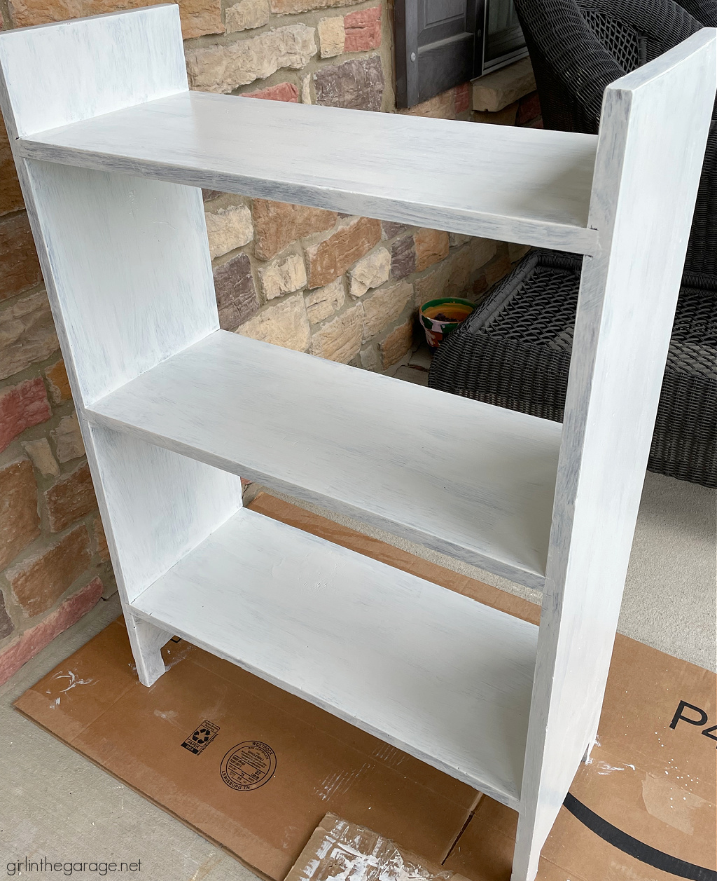 Whimsical painted and stenciled bookcase with Country Chic Paint - by Girl in the Garage