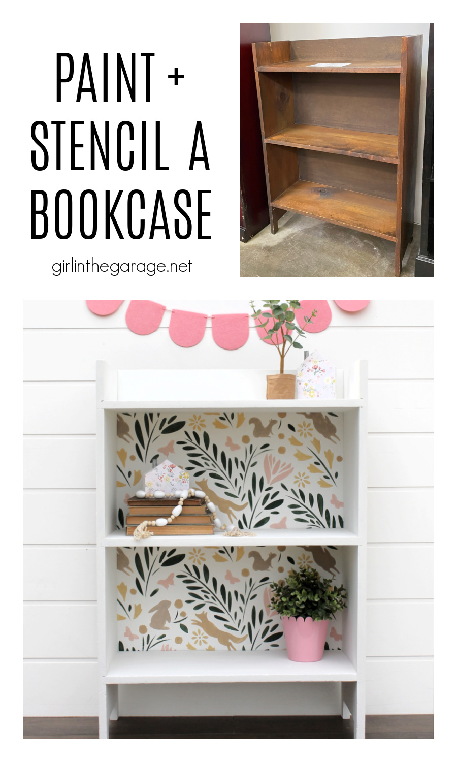 How to Paint a Bookcase and Stencil with Multiple Colors Girl in