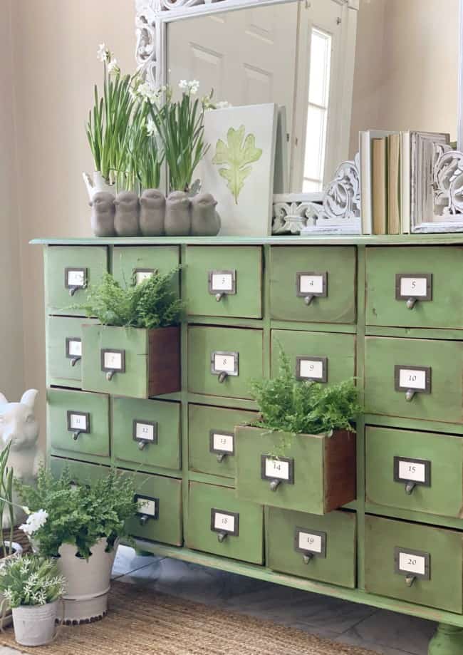 Annie Sloan Chalk Paint green apothecary cabinet - Celebrated Nest