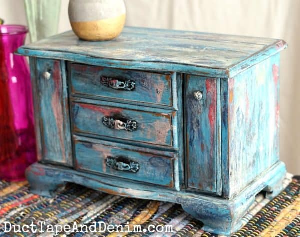 Boho chic painted jewelry box by Duct Tape and Denim