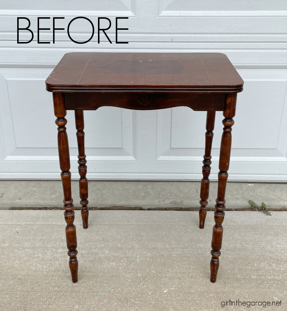 Country Chic Paint in Hollow Hill antique table - Green painted furniture ideas - Girl in the Garage