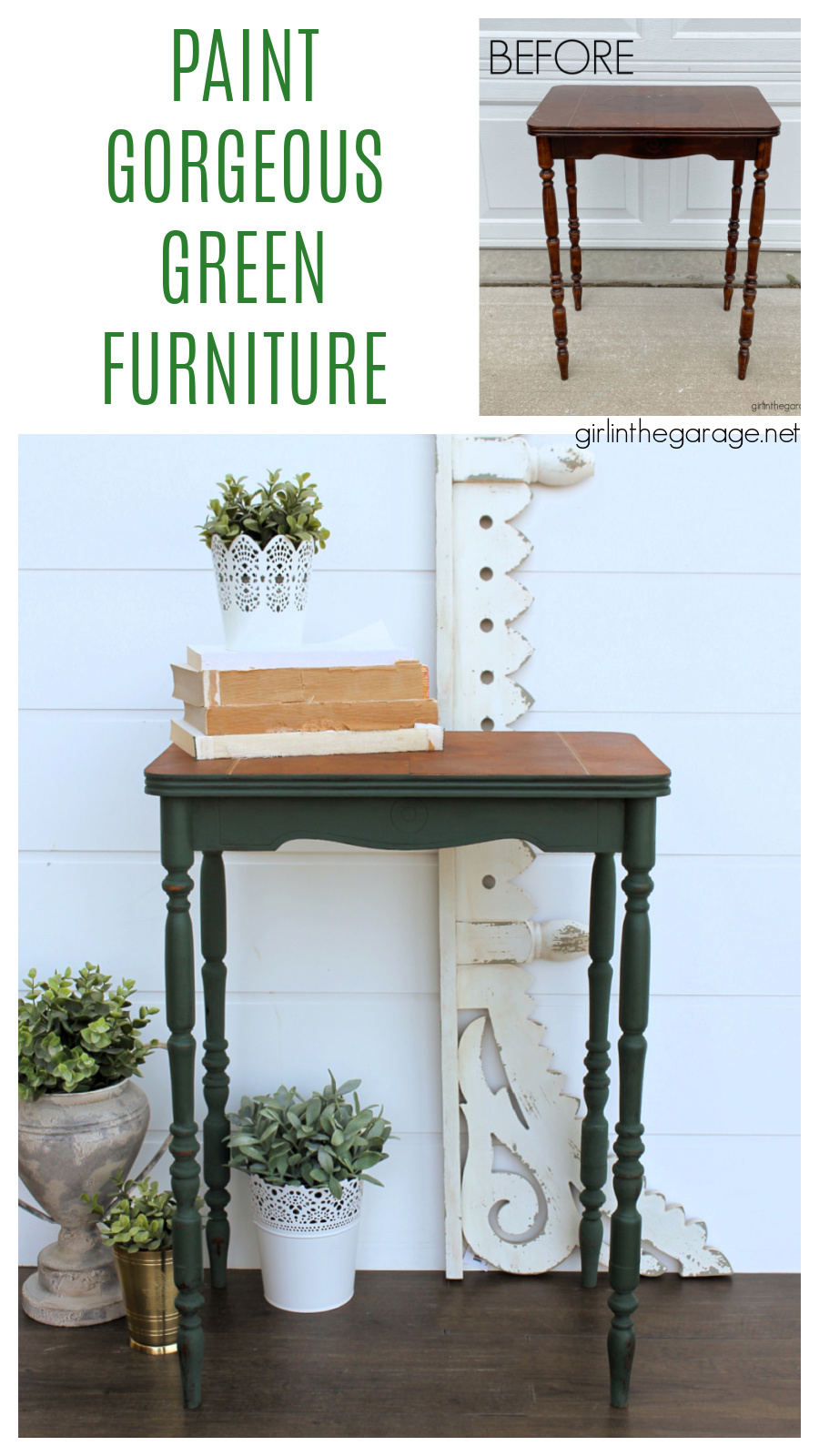 Learn how to paint an antique table green and see many more gorgeous green painted furniture ideas. By Girl in the Garage