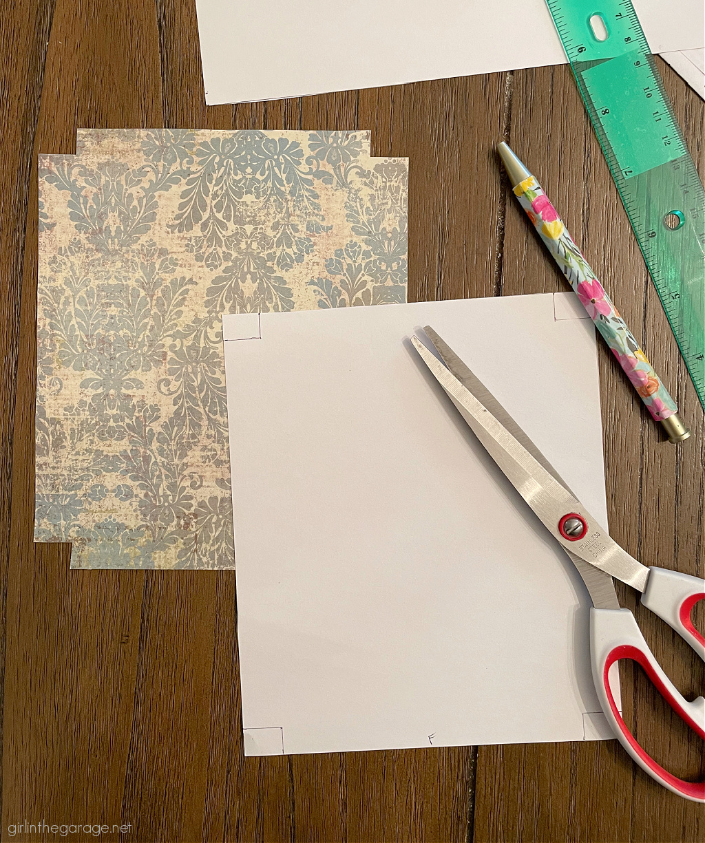 How to Line Drawers With Pretty Scrapbook Paper