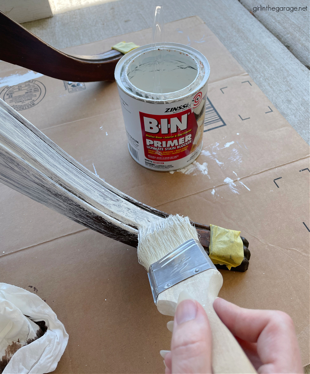 Learn how to refinish an antique harp table with both stain and paint for a gorgeous new look! By Girl in the Garage