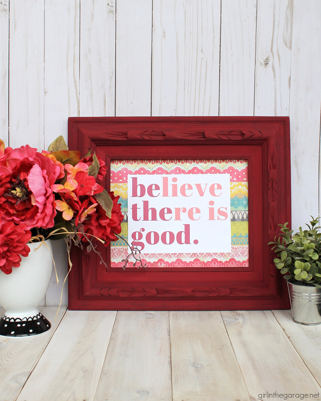 Upcycle a thrifted art frame with this cute and quick idea! Custom wall decor on a budget with this easy DIY home decor idea by Girl in the Garage