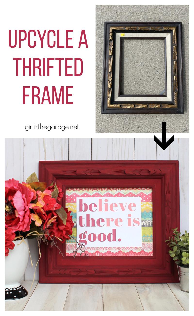 Upcycle a thrifted art frame with this cute and quick idea! Custom wall decor on a budget with this easy DIY home decor idea by Girl in the Garage