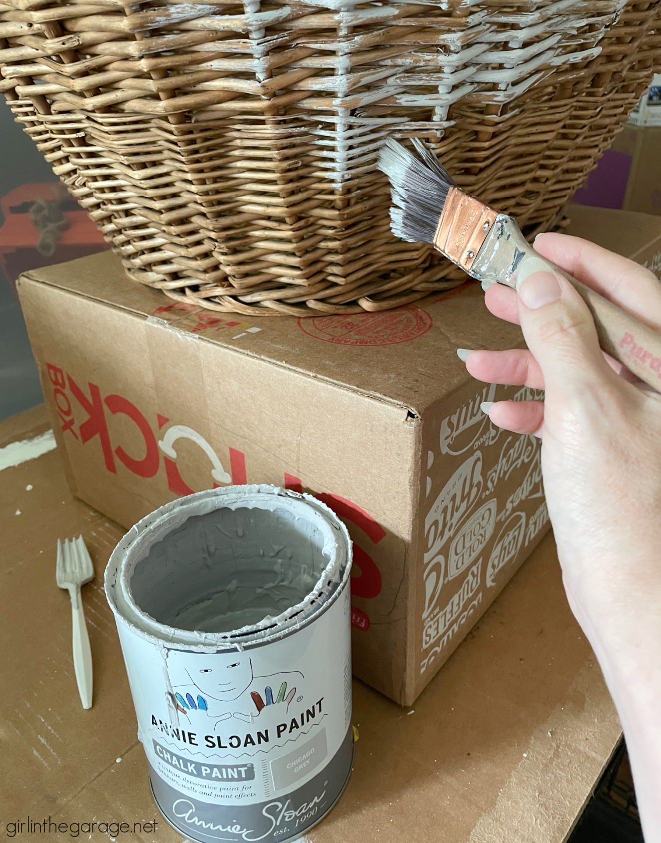 Paint a wicker basket with Chalk Paint - Girl in the Garage