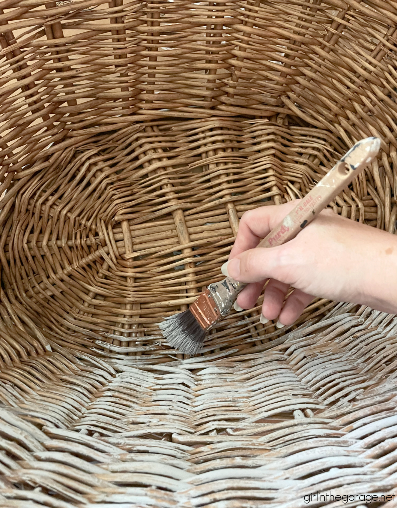 Learn creative ideas and advice for painting wicker baskets with Chalk Paint - with easy step by step directions. Budget friendly DIY home decor by Girl in the Garage