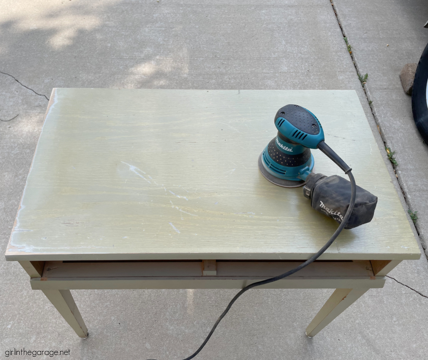 BEFORE: How to paint a desk - Mid century wood desk gets a glamorous makeover by Girl in the Garage