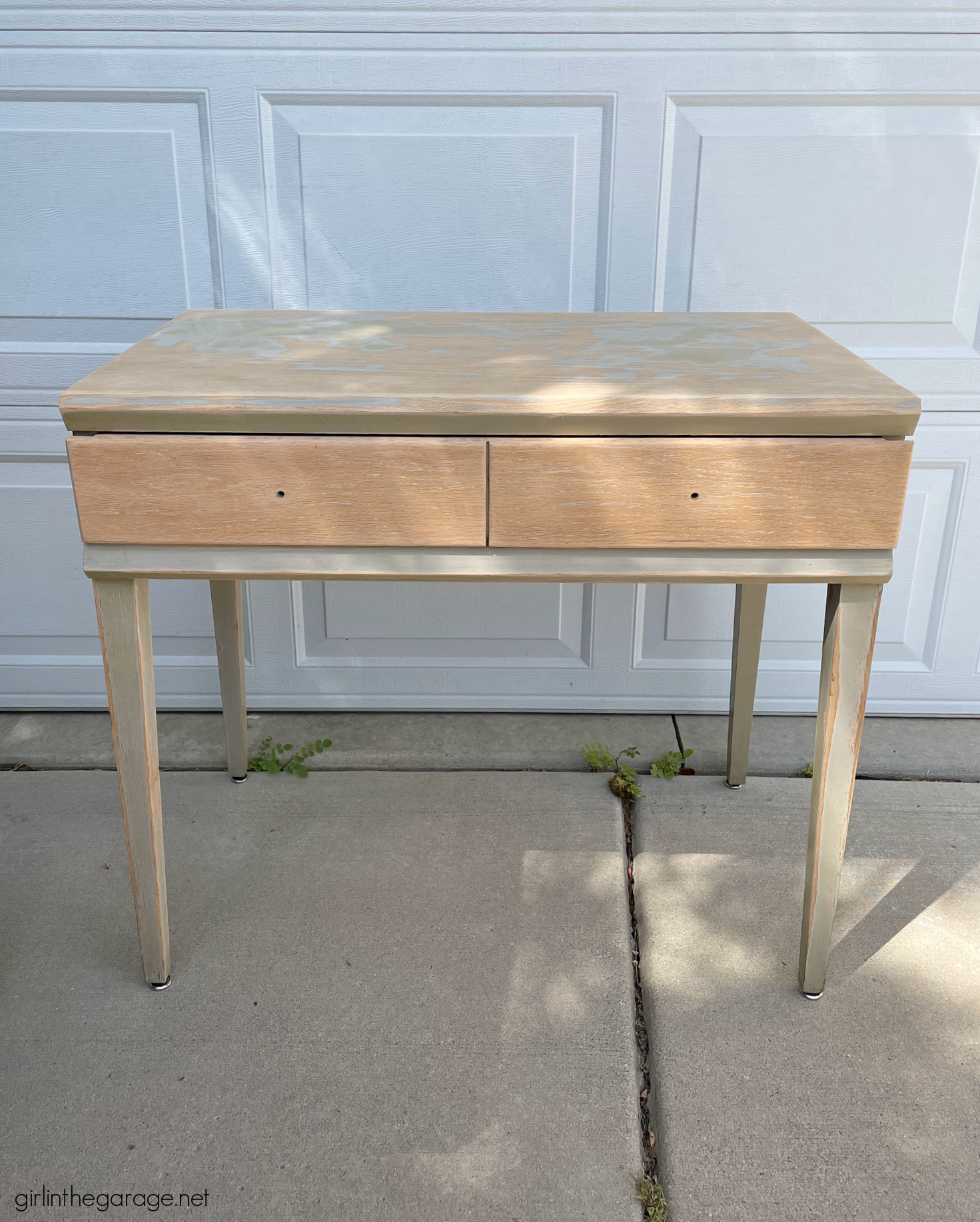 BEFORE: How to paint a desk - Mid century wood desk gets a glamorous makeover by Girl in the Garage