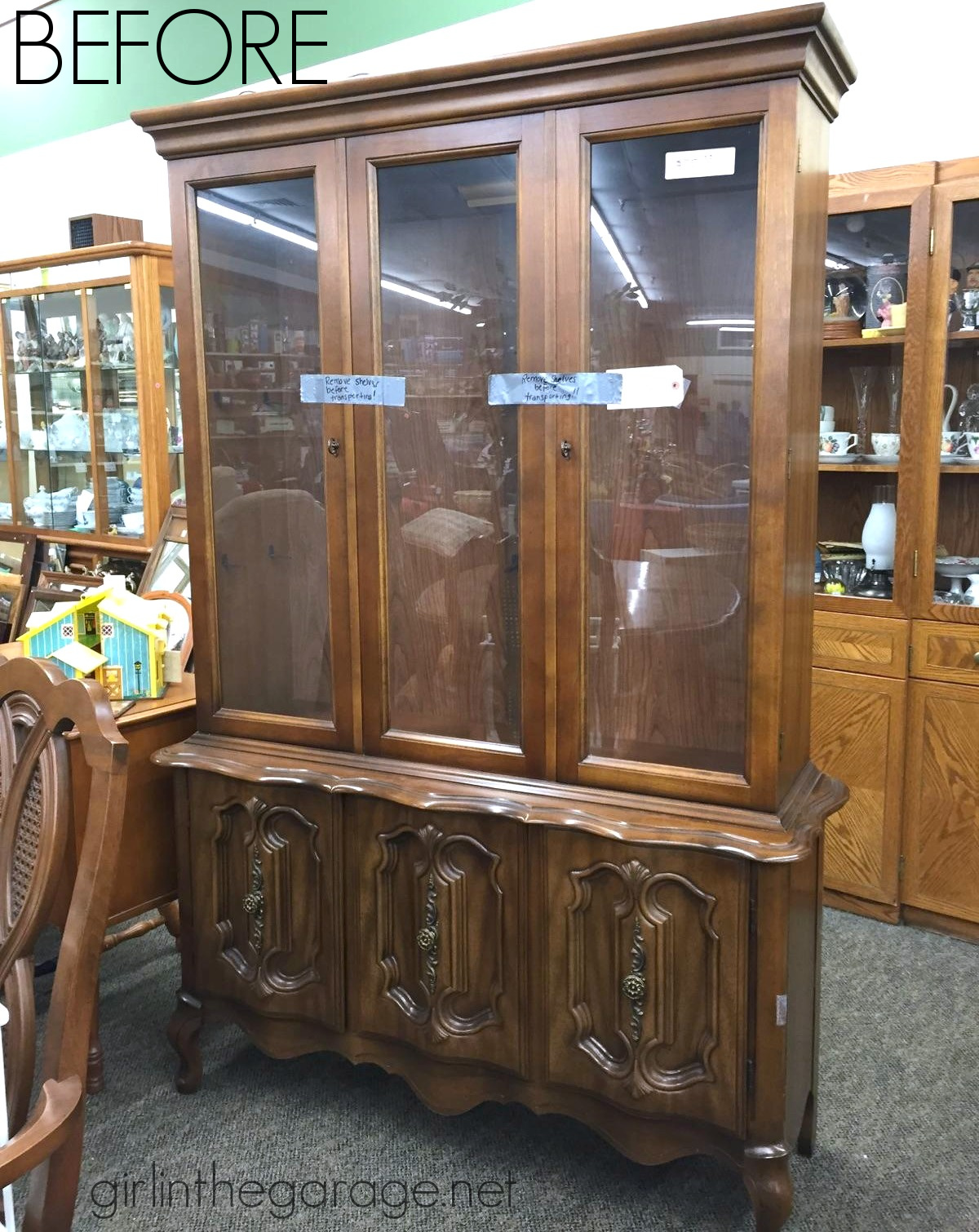 How to Paint and Wallpaper a China Cabinet - Girl in the Garage