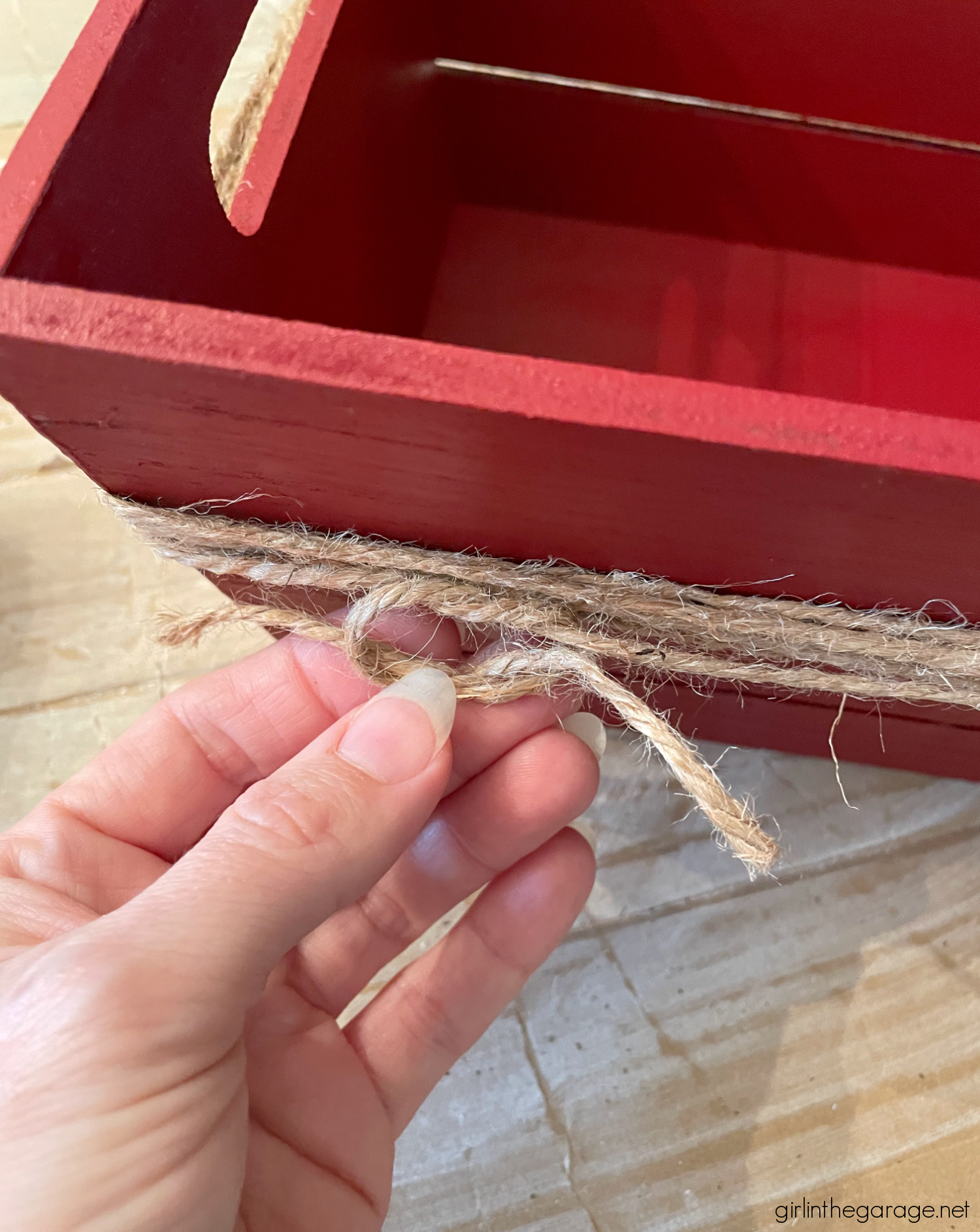 Learn how to transform a plain Target wood crate into a festive DIY Christmas card holder box with just a few supplies. Super cute Christmas decor idea by Girl in the Garage