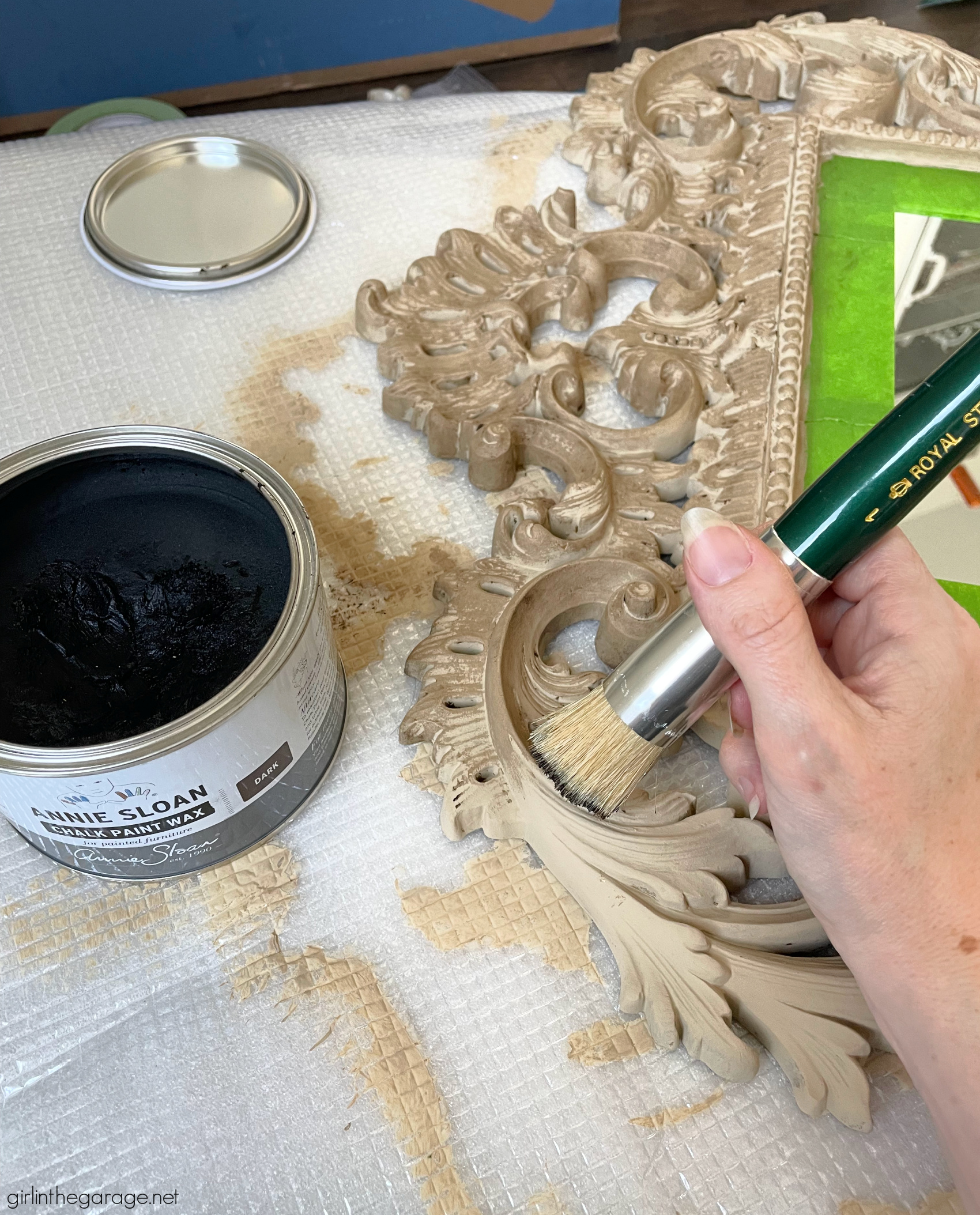 How to Paint Something to Look Like Wood: Plastic Mirror Makeover - Girl in  the Garage®