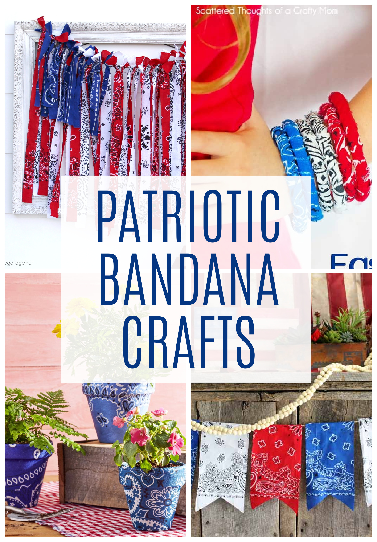 Learn how to make a patriotic DIY rag flag with bandanas, along with other clever and cute patriotic bandana craft ideas! By Girl in the Garage